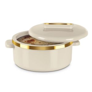 MILTON Curve 1500 Inner Stainless Steel Casserole, 1300 ml, Ivory | BPA Free | Food Grade | Easy to Carry | Easy to Store | Chapati | Roti | Curd Maker