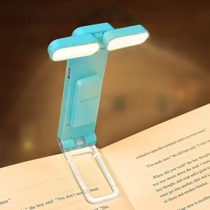 Vekkia Plastic 10 Led Usb Rechargeable Book Light For Reading In Bed, Portable Clip-On Led Reading Light, Bookmark Lamp With 3 Colors & 5 Brightness, Perfect For Book Lovers, Kids, Blue