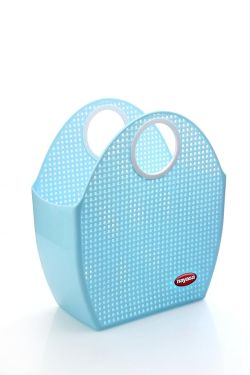 Nayasa Tiffany Basket | Medium | Plastic Basket | Multipurpose Basket With Handle | Shopping Basket With Handle | Blue